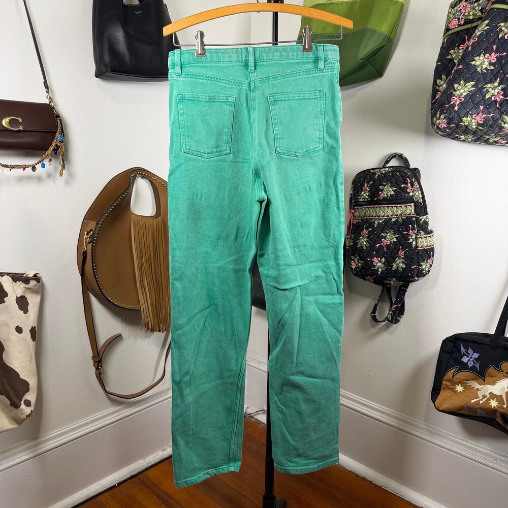 Aritzia Wilfred Free Green Jeans High Rise Straight Leg Garment Dyed Size 6